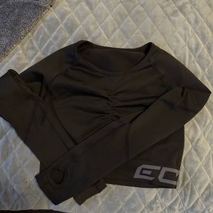 ECHT cropped black long sleeve top.